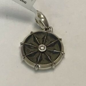 David Yurman Sterling Silver Dharma Wheel Amulet Enhancer with Diamond NWT